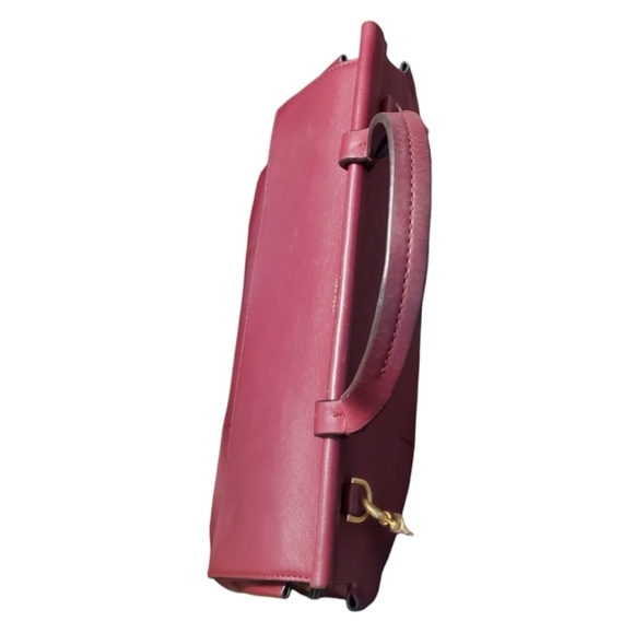 TORY BURCH New York Burgandy Leather Block-T Shoulder Crossbody Handbag - Picture 7 of 16